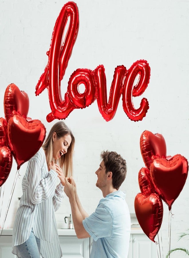 KALOR بالونات فويل حمراء مقاس 42 بوصة مكتوب عليها كلمة LOVE وبالونات مايلر حمراء على شكل قلب مقاس 18 بوصة لتزيين حفلات عيد الحب وحفلات الزفاف - Image 4